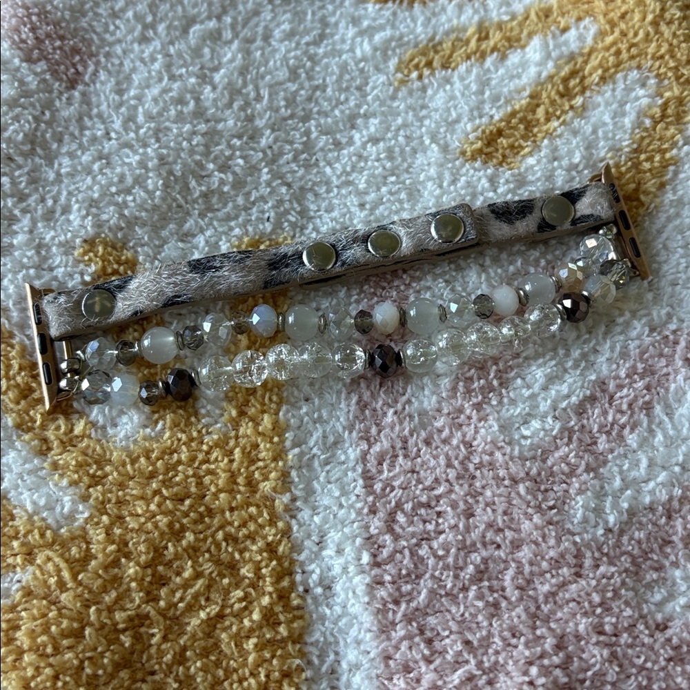 Copper Robin Urbanista Apple Watch strap, leopard and beaded, adjustable fit